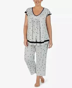 Топ с короткими рукавами размера плюс Yours to Love Ellen Tracy, серый