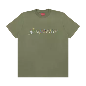 Топ с короткими рукавами Supreme с цветочной аппликацией, цвет Оливковый
