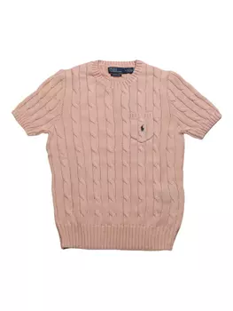 Топ с короткими рукавами, выполненный в технике косичной вязки Polo Ralph Lauren, розовый