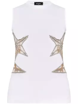 Топ с кристаллами Dsquared2, белый