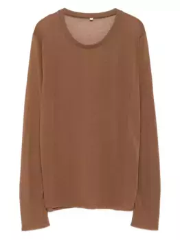 Топ с круглым вырезом и длинными рукавами Baserange, коричневый