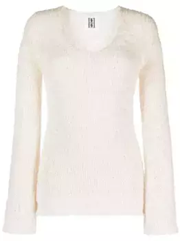 Топ с круглым вырезом и длинными рукавами BY MALENE BIRGER, белый