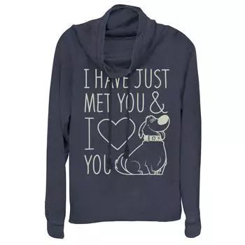 Топ с круглым вырезом и графическим рисунком Disney/Pixar Up Juniors' Dug Just Met and I Love You Licensed Character, темно-синий