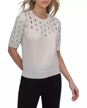 Топ с круглым вырезом и коротким рукавом DKNY, белый