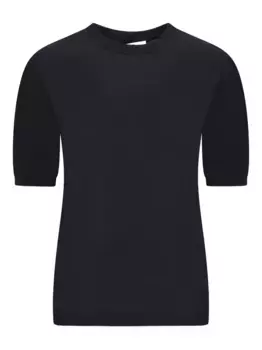 Топ с круглым вырезом и короткими рукавами MAX MARA, черный