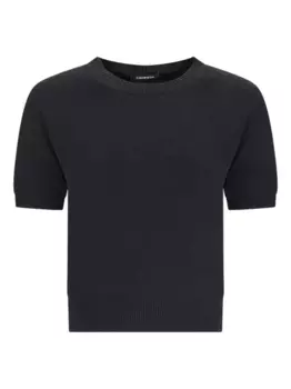 Топ с круглым вырезом и короткими рукавами Canessa, черный