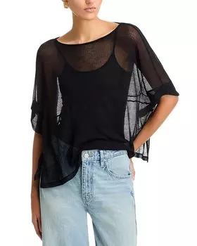 Топ с круглым вырезом и лазерной резкой Majestic Filatures, черный
