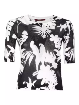 Топ с круглым вырезом и принтом MAX MARA, черный