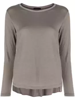 Топ с круглым вырезом и складками Transit, коричневый