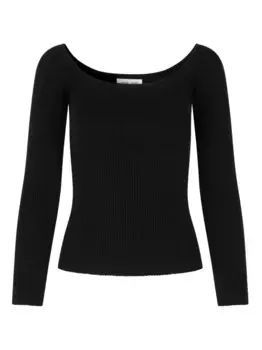 Топ с круглым вырезом в рубчик SAMSOE SAMSOE, черный