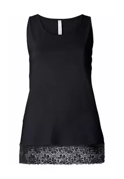 Топ с кружевной каймой по подолу Sheego, черный