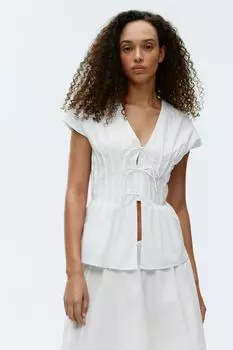 Топ с кружевной отделкой Arket, белый