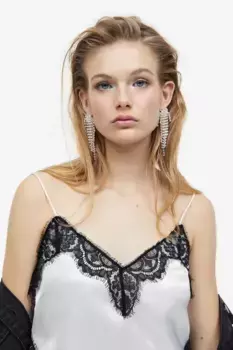 Топ с кружевной отделкой H&M, белый