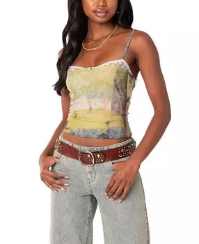 Топ с кружевным бюстгальтером Edikted Picture Perfect, зеленый