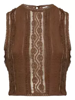 Топ с кружевом Charo Ruiz Ibiza, коричневый