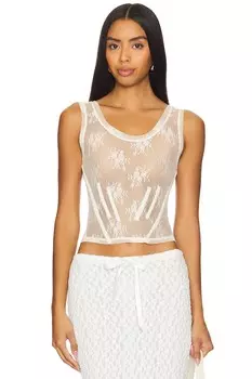 Топ с кружевом fishbone Yuhan Wang, белый