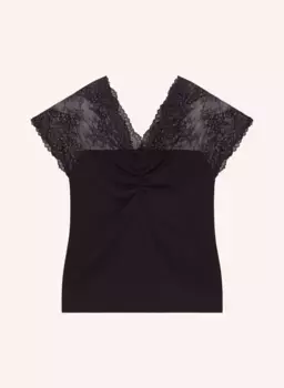 Топ с кружевом Maje, черный