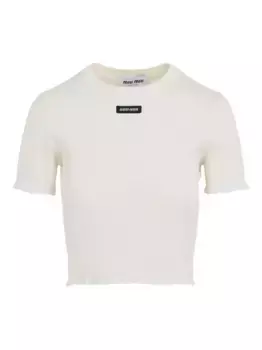 Топ с кружевом MIU MIU, белый