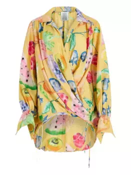 Топ с кулиской и принтом Rosie Assoulin, желтый