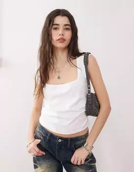 Топ с квадратным вырезом COLLUSION белого цвета