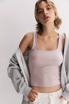 Топ с квадратным вырезом H&M, розовый