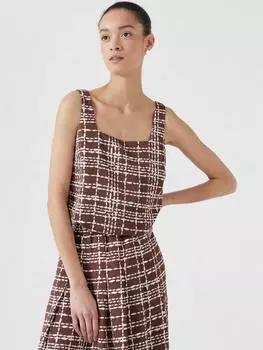 Топ с квадратным вырезом HUSH, цвет Brown/White