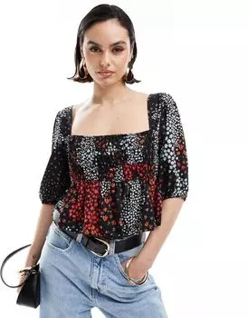 Топ с квадратным вырезом и длинными рукавами ASOS DESIGN