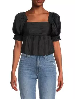 Топ с квадратным вырезом и пышными рукавами Frame, цвет Noir