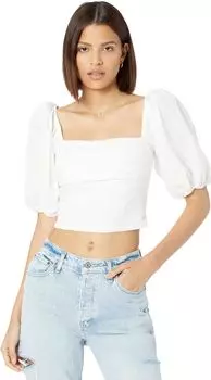 Топ с квадратным вырезом и складками на рукавах-фонариках Abercrombie & Fitch, цвет Brilliant White