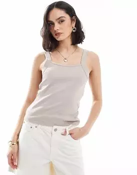 Топ с квадратным вырезом и толстыми бретелями ASOS DESIGN в серо-коричневом цвете