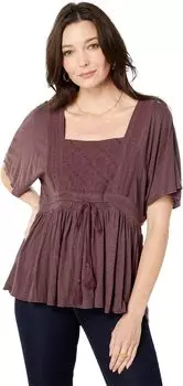 Топ с квадратным вырезом и вышивкой Lucky Brand, цвет Huckleberry