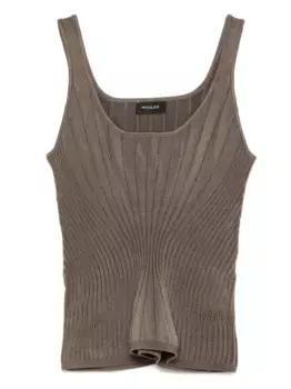 Топ с квадратным вырезом в рубчик Mugler, коричневый
