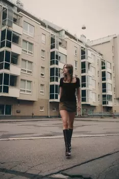 Топ с квадратным вырезом ZARA, темно-коричневый