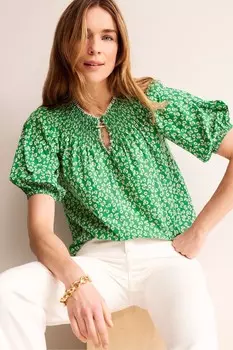 Топ с легкой строчкой Boden, зеленый