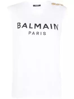 Топ с логотипом BALMAIN, белый