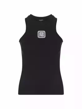 Топ с логотипом Balmain, черный