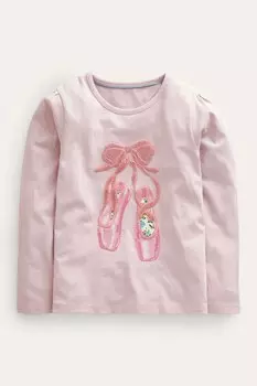 Топ с логотипом и рукавами фонариками в балетном стиле Boden, розовый