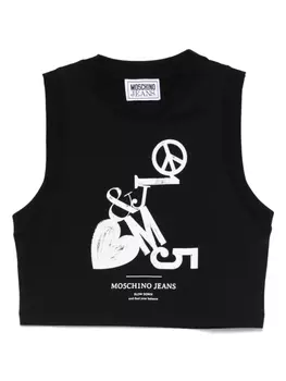 Топ с логотипом MOSCHINO JEANS, черный