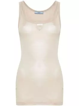 Топ с логотипом Prada, нейтральный цвет