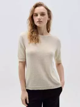 Топ с люрексом и короткими рукавами Hybrid, цвет natural