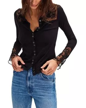 Топ с манжетами Rosebud Free People, черный