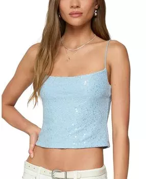 Топ с металлическим блеском и пайетками Edikted, синий