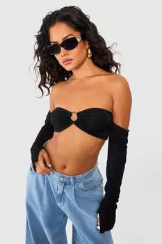 Топ с металлической отделкой Boohoo, черный