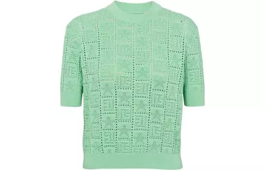 Топ с монограммой и жаккардом BALMAIN, зеленый
