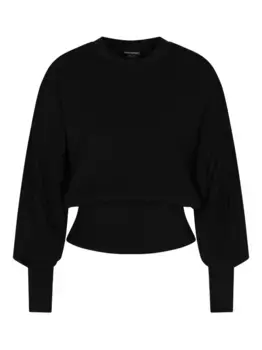 Топ с объемными рукавами EMPORIO ARMANI, черный
