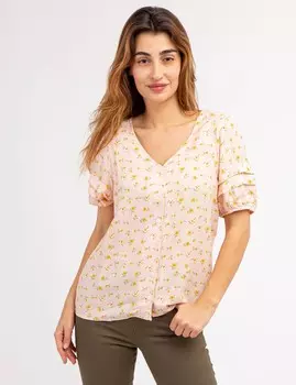 Топ с объемными рукавами U.S. Polo Assn., пудровый