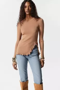 Топ с оборчатым разрезом & Other Stories, бежевый