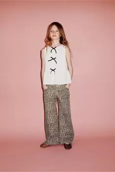 Топ с оборками и бантиками ZARA, экрю