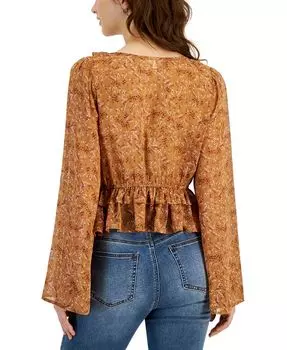 Топ с оборками и рукавами-колокольчиками Self Esteem, оранжевый