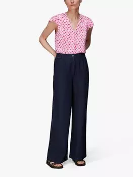 Топ с оборками и рукавами Whistles Moon с цветочным принтом, Розовый/Мульти